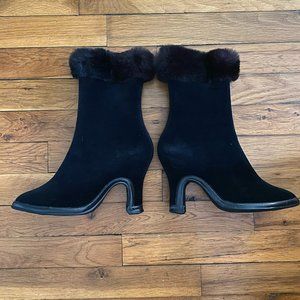 Vintage 1930s 1930s rubber and fur winter over boots